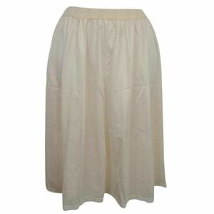 Movie Star Half Slip Peach Silky Sheer Nylon Medium VTG Lace 24" USA Beige